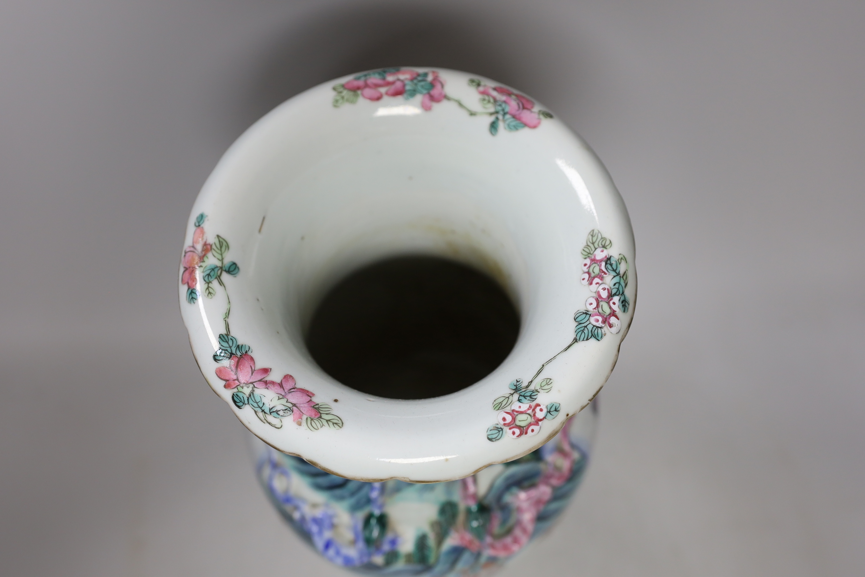 A 19th century Chinese famille rose vase, 34cm